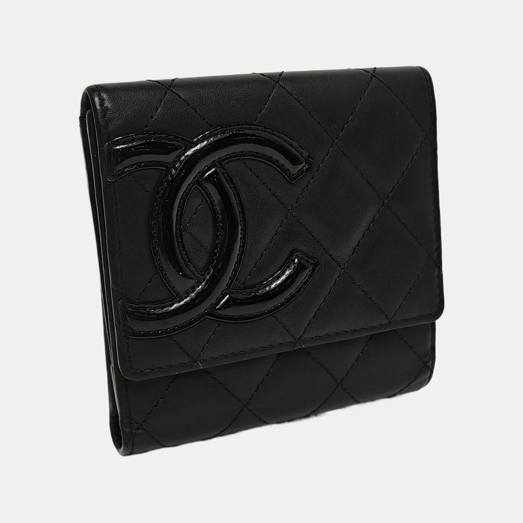 CAMBON Quilted Calfskin Black Wallet