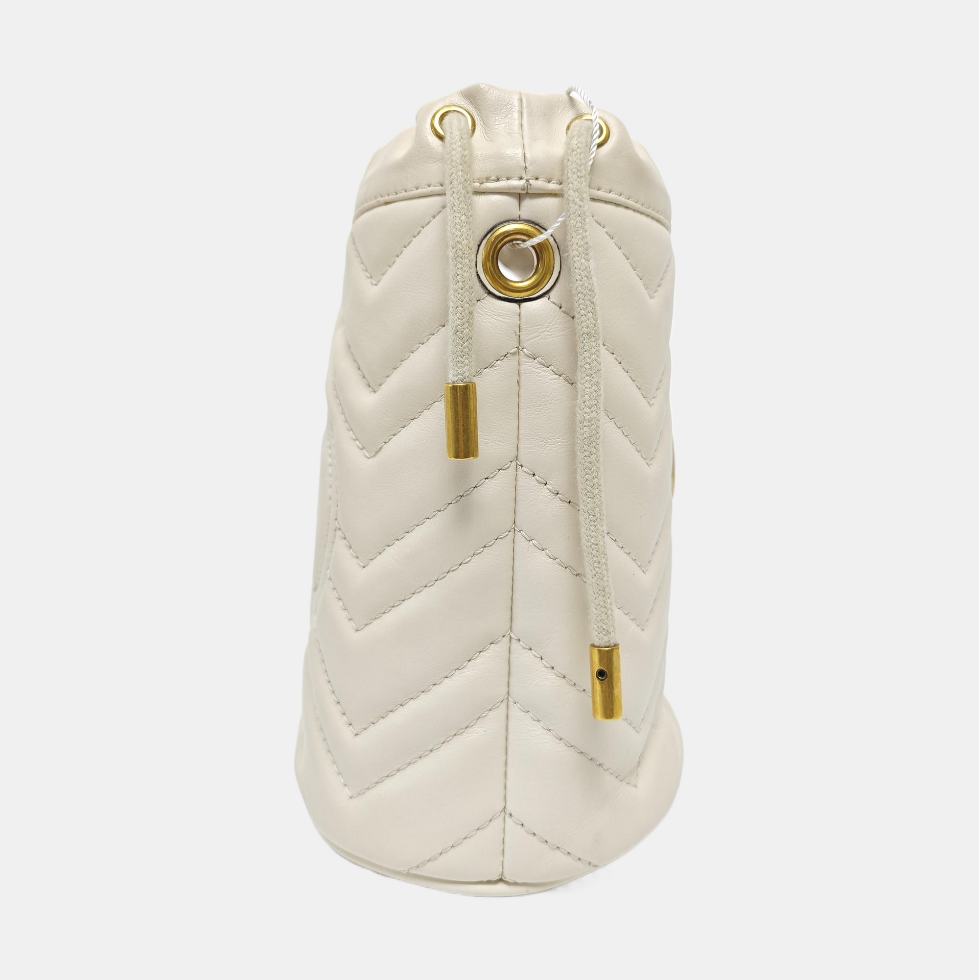 GG Marmont Mini Quilted Calfskin White