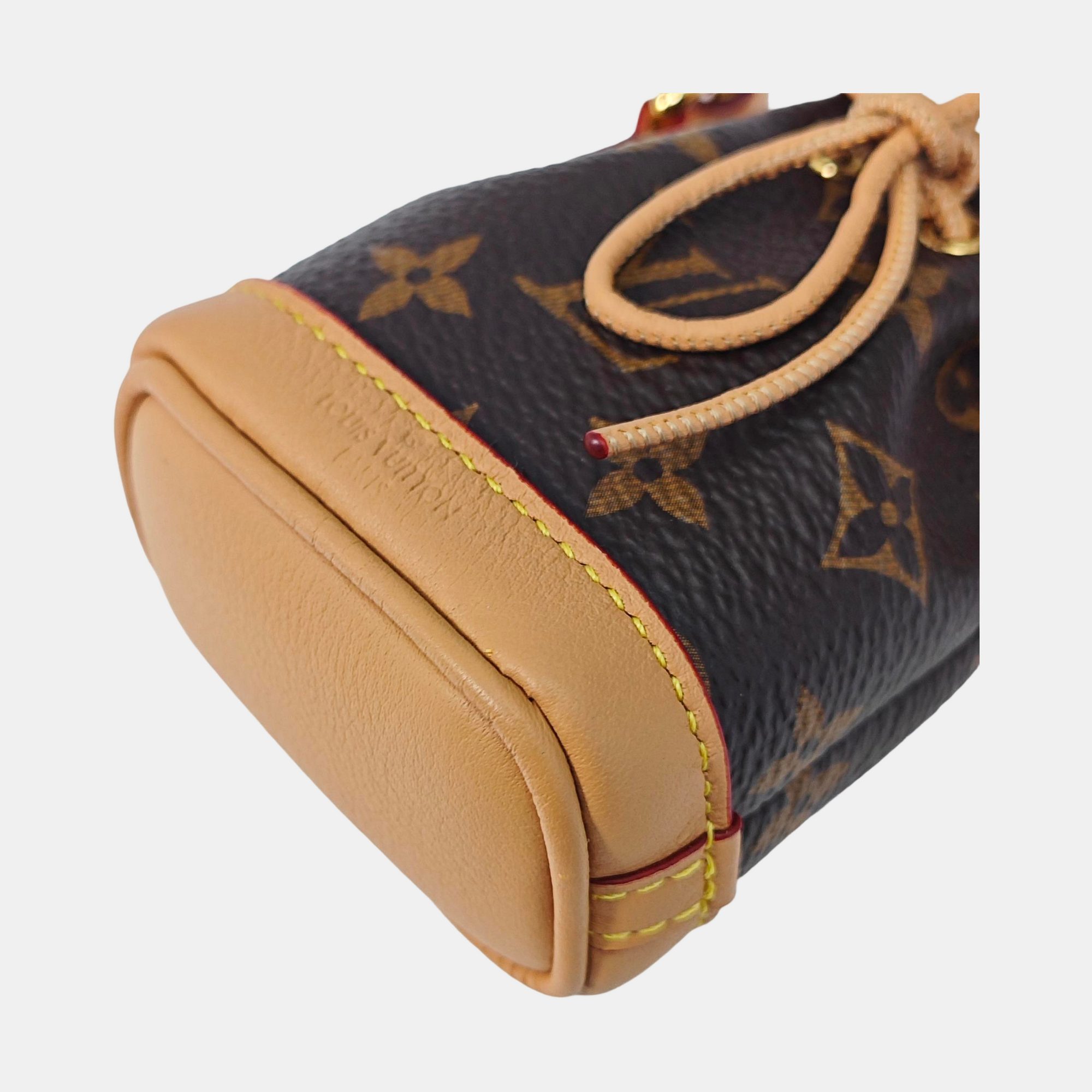 Coated Canvas Bag Charm Brown