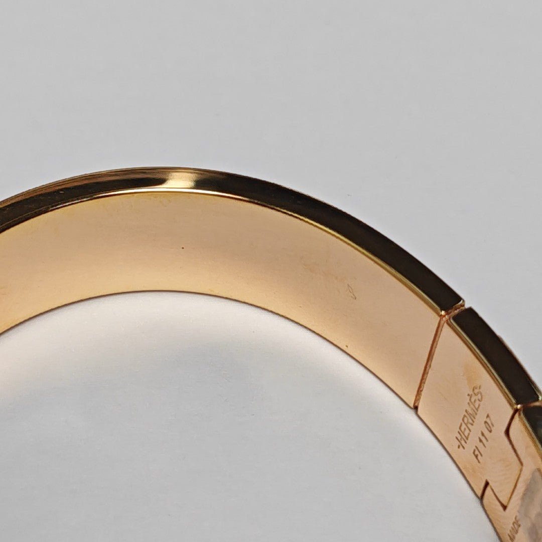 Enamel Hinged Bracelet Metal Rose Gold Bangle