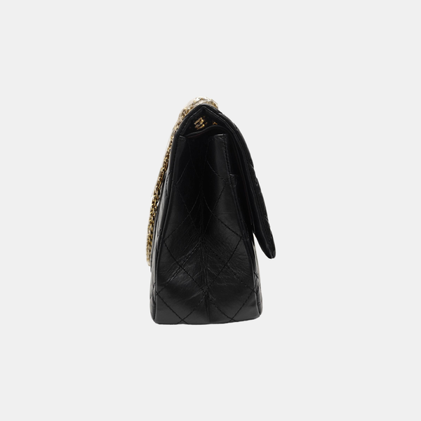 2.55 Maxi Quilted Waxed Cafskin Black