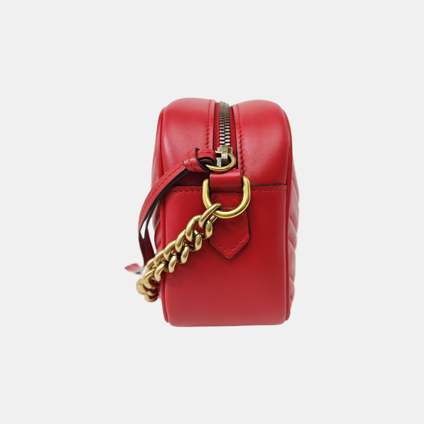 GG Marmont Small Quilted Calfskin Red