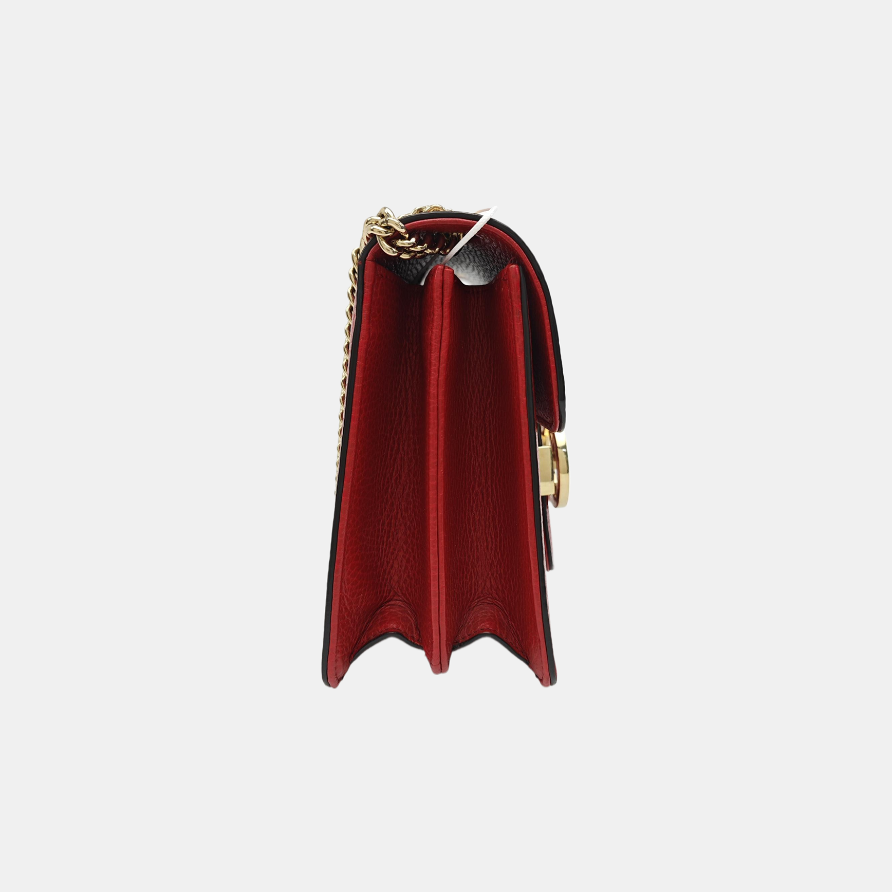 Interlocking G Small Calfskin Red