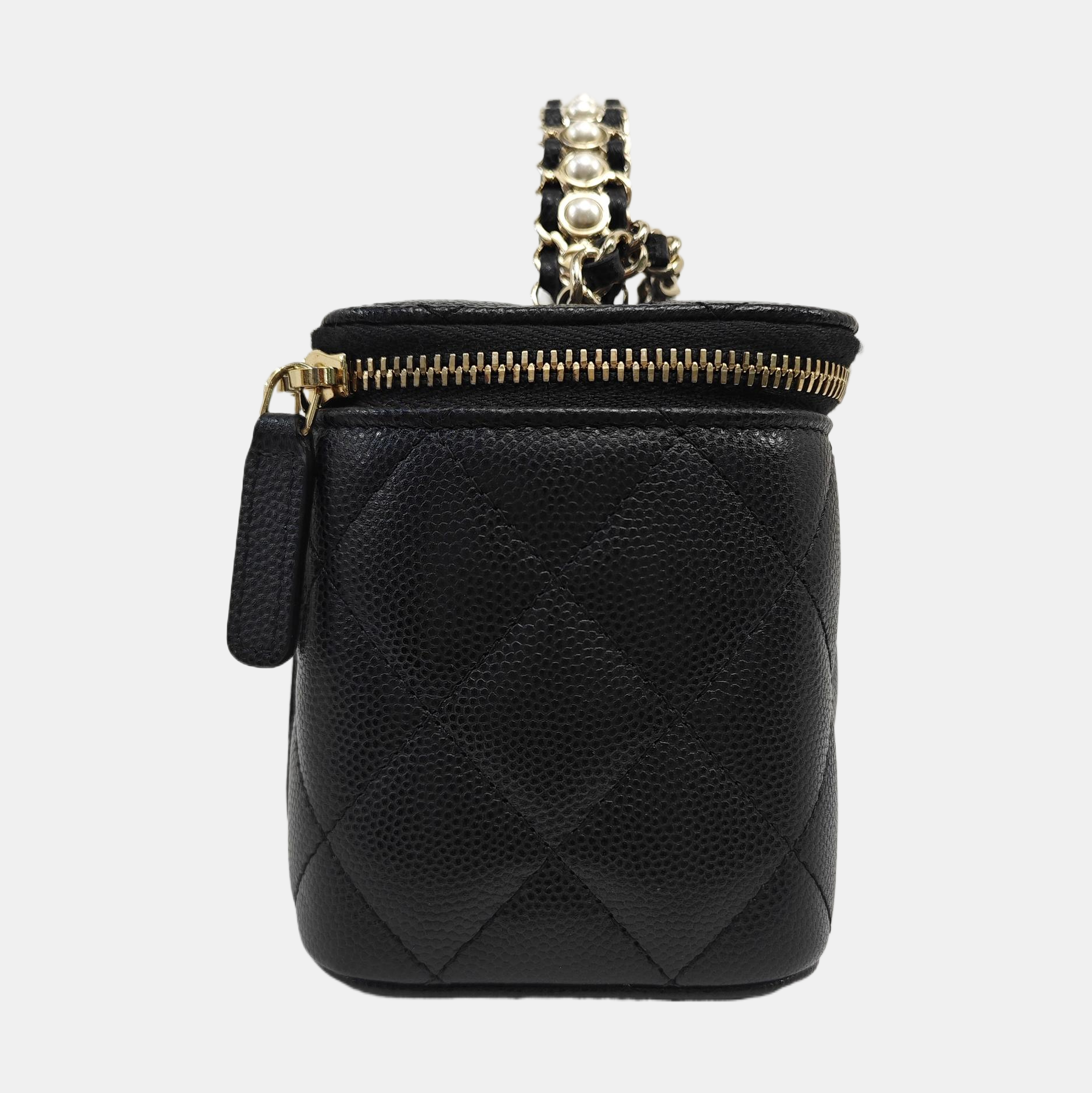 VANITY CASE Small Quilted Grained Calfskin Black
