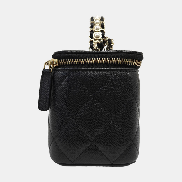 VANITY CASE Small Quilted Grained Calfskin Black