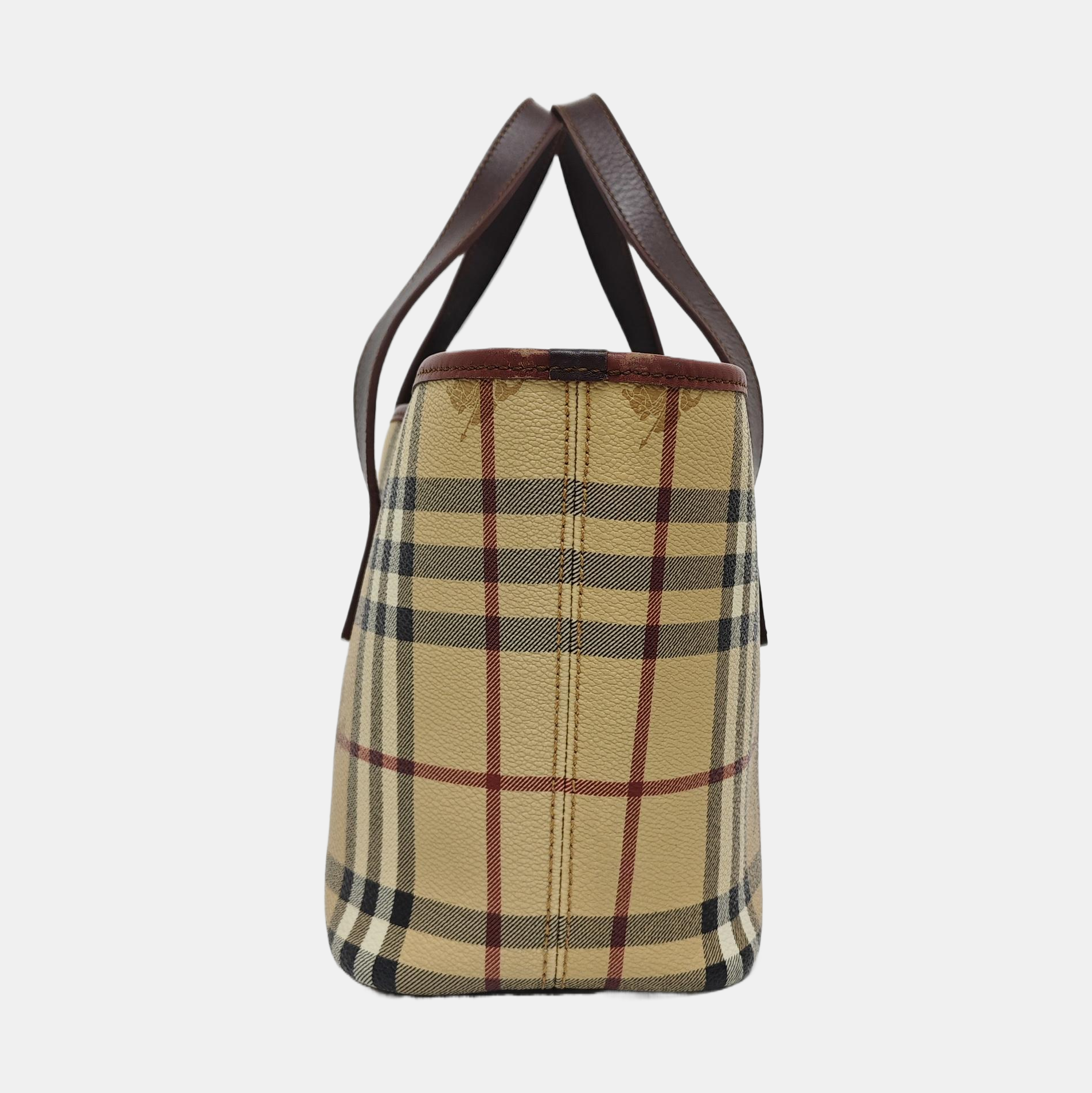 Coated Canvas Top Handle Bag Beige