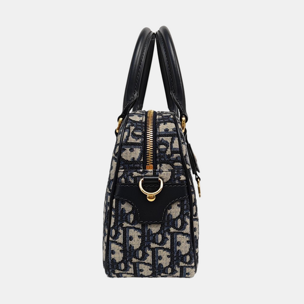 Oblique Canvas Tote Bag Blue
