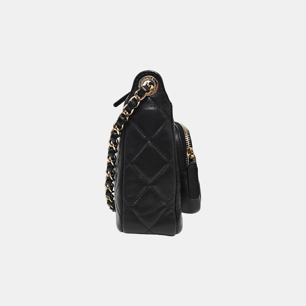 Quilted Lambskin Shoulder Bag Black