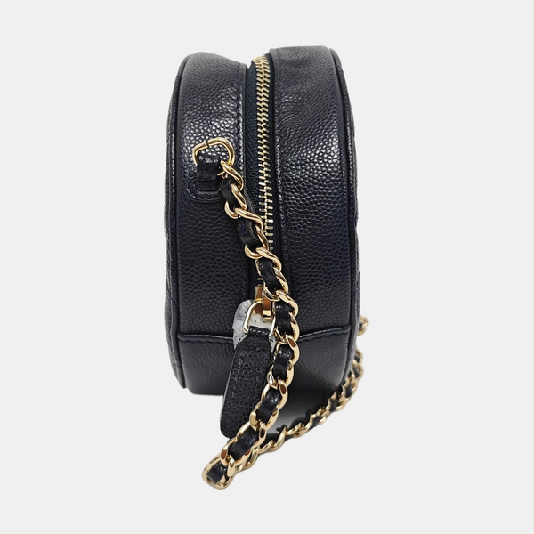 ROUND Quilted Grained Calfskin Blue