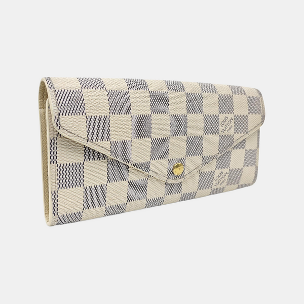 SARAH Damier Azur Coated Canvas White Wallet