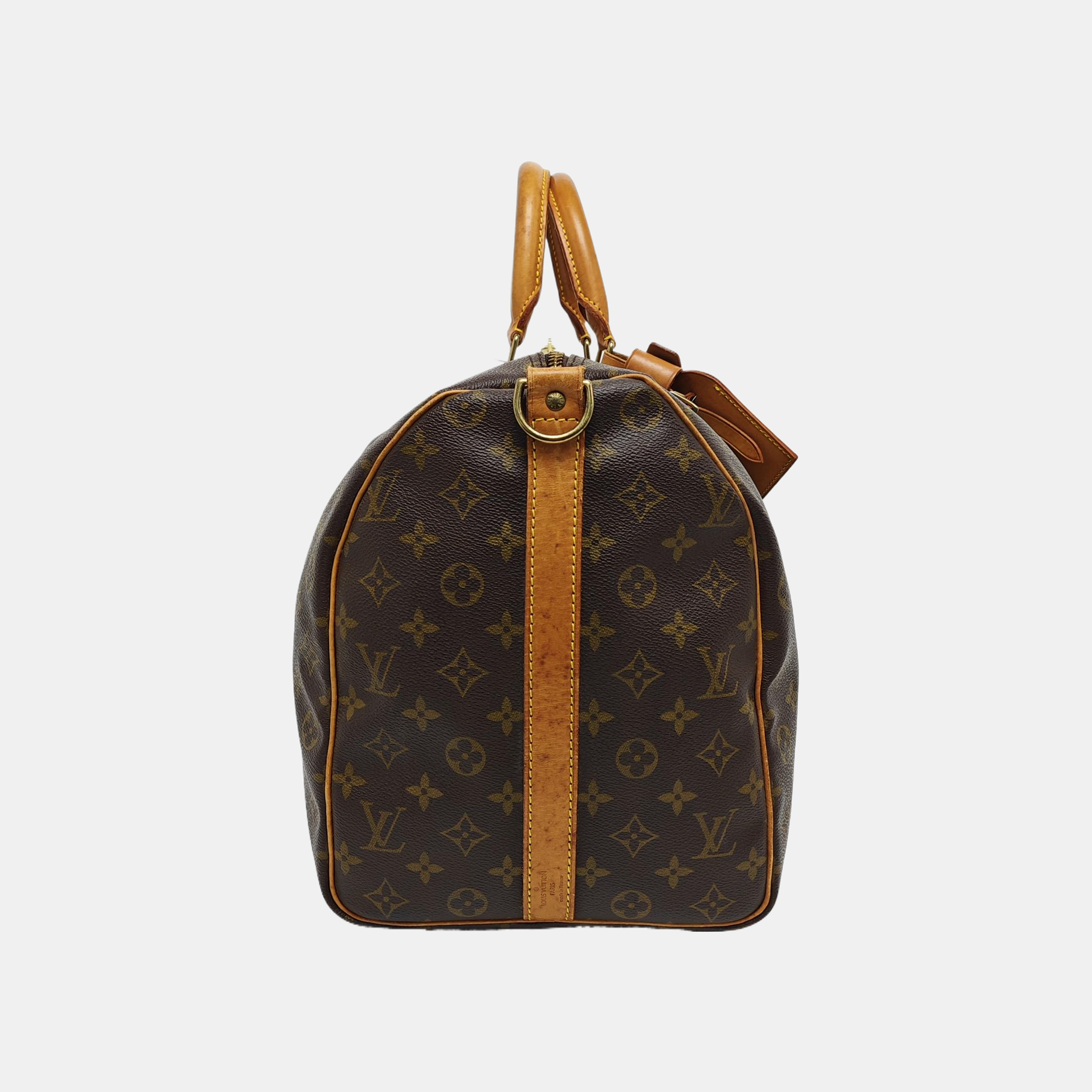 KEEPALL 50 Monogram Coated Canvas Brown