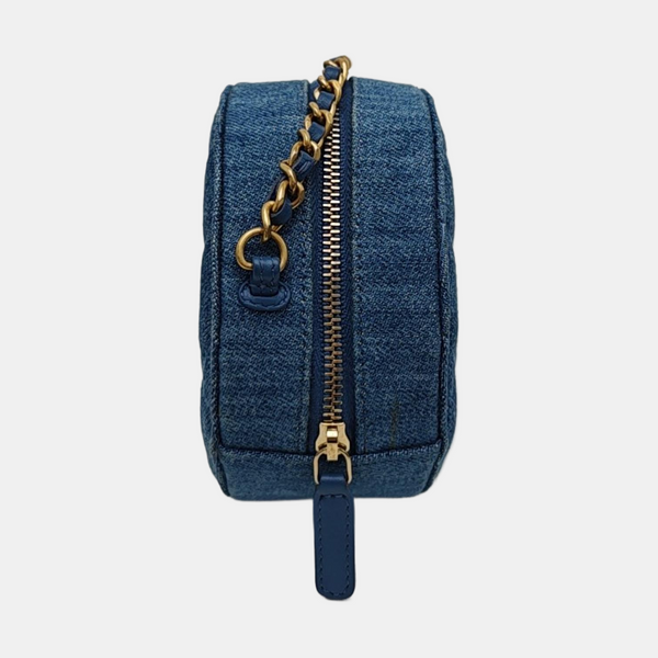 ROUND Quilted Grained Calfskin Blue