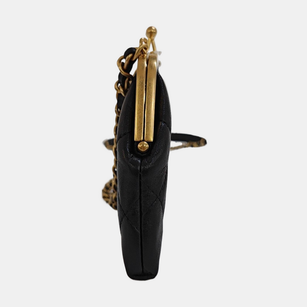 Quilted Calfskin Shoulder Bag Mini Black