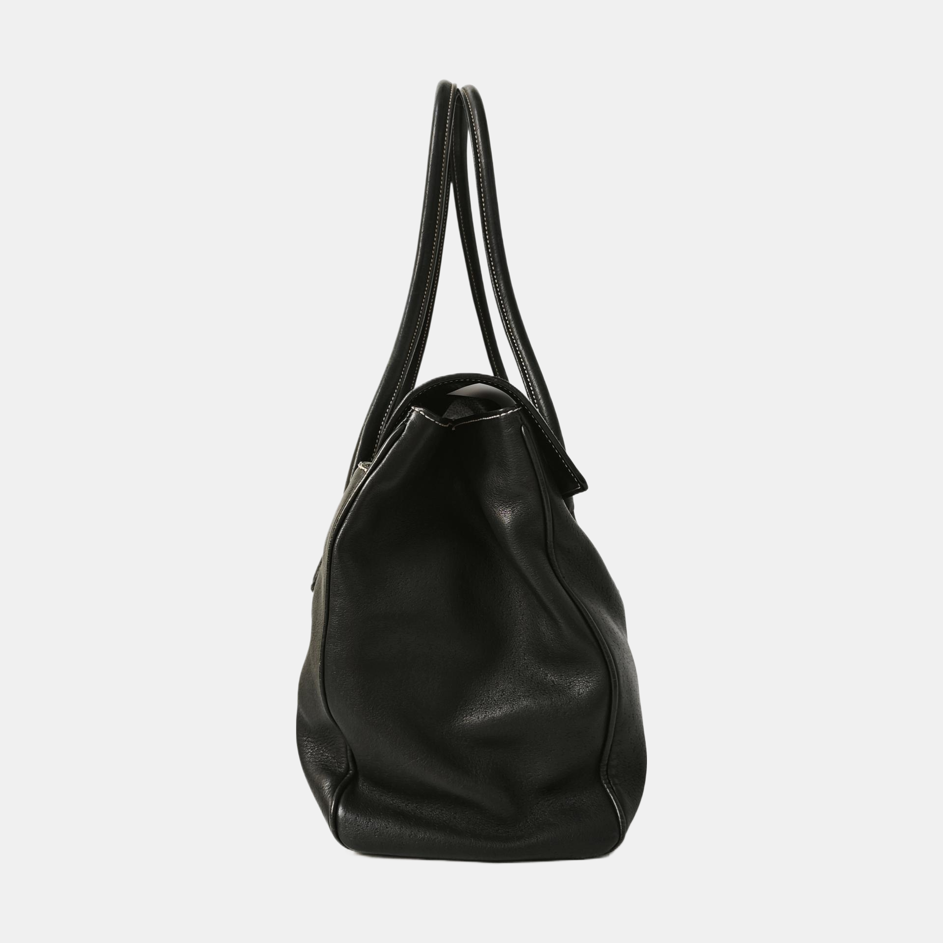 Calfskin Top Handle Bag Black