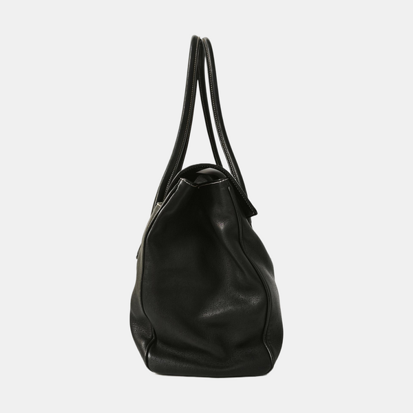 Calfskin Top Handle Bag Black