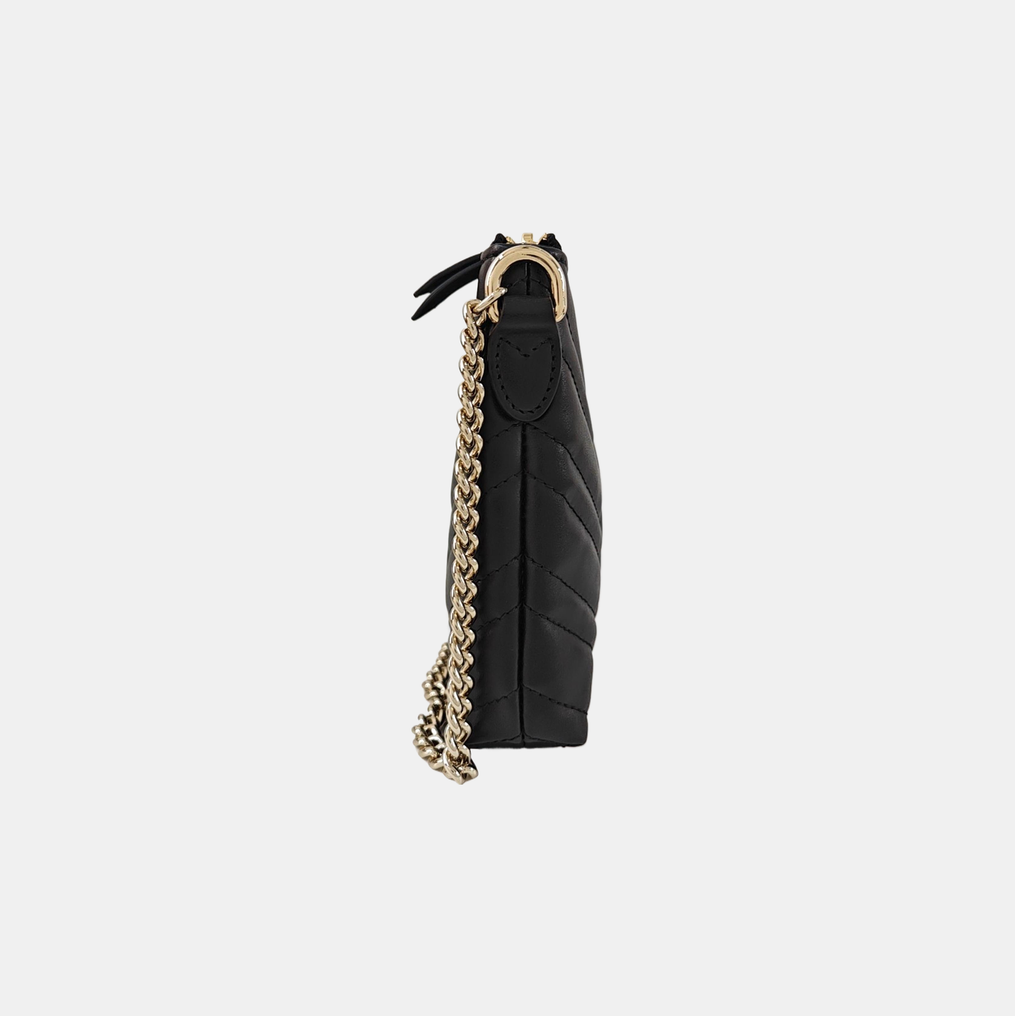GG Marmont Small Chevron Calfskin Black