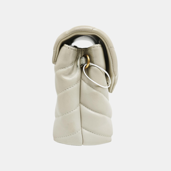 LOULOU Extra Small Chevron Calfskin White