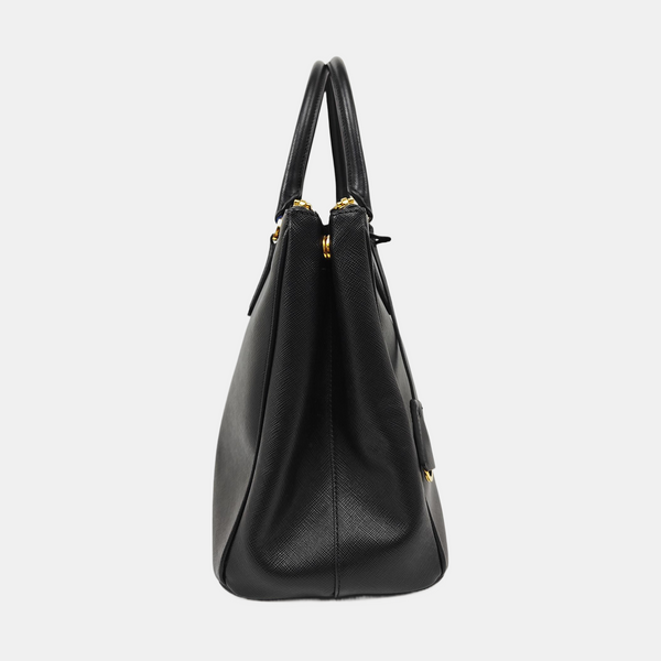 Galleria Large Saffiano Calfskin Black
