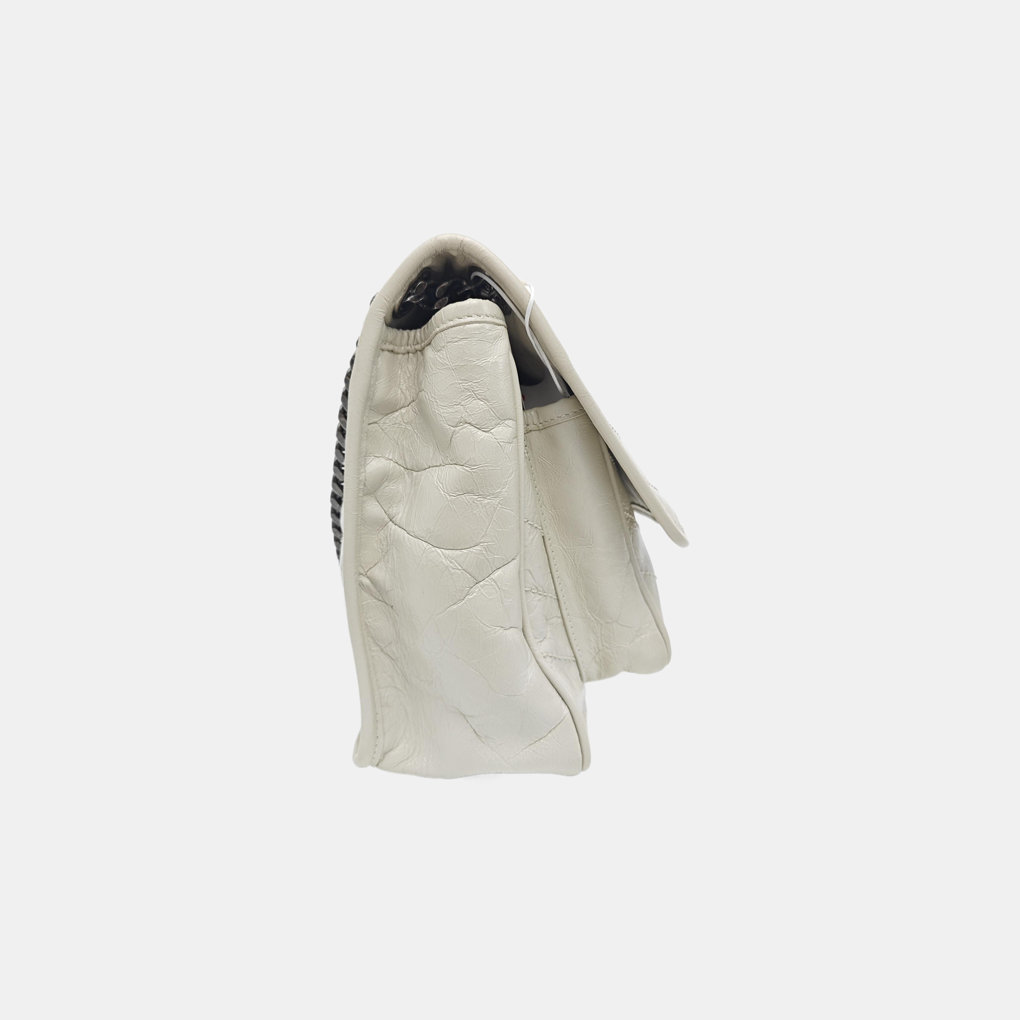 NIKI Medium Chevron Calfskin White