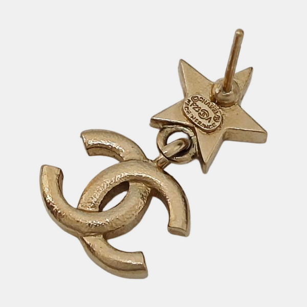 CC Logo Metal Gold Stud Earrings