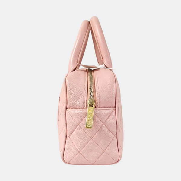 BOWLER Quilted Grained Calfskin Pink