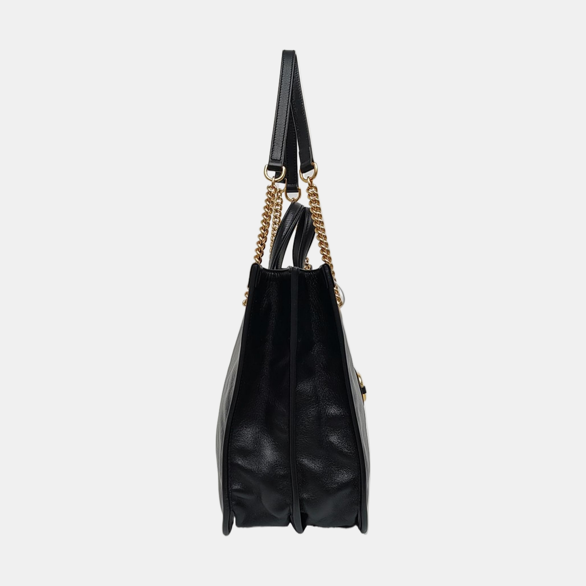 Authenticated pre-owned  Horsebit 1955 Medium Calfskin Black - Tote Bag at Looply