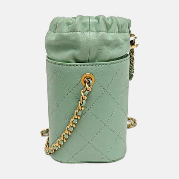 DRAWSTRING Quilted Lambskin Green