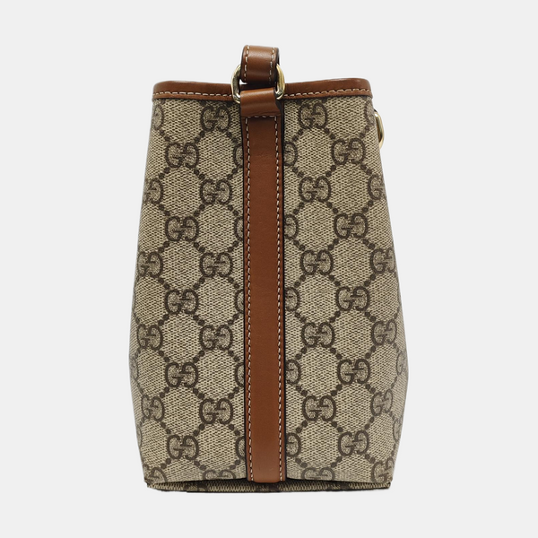 GG Emblem Small Monogram Coated Canvas Beige