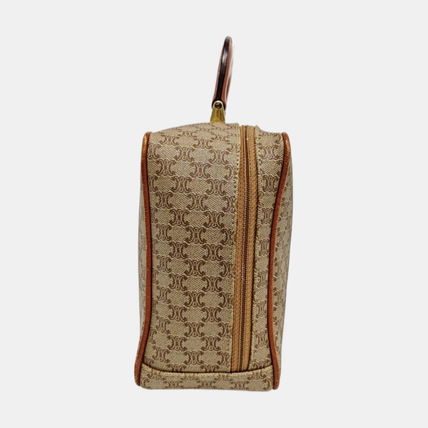 Coated Canvas Top Handle Bag Brown