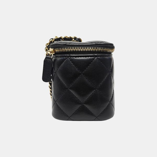 Quilted Lambskin Shoulder Bag Black