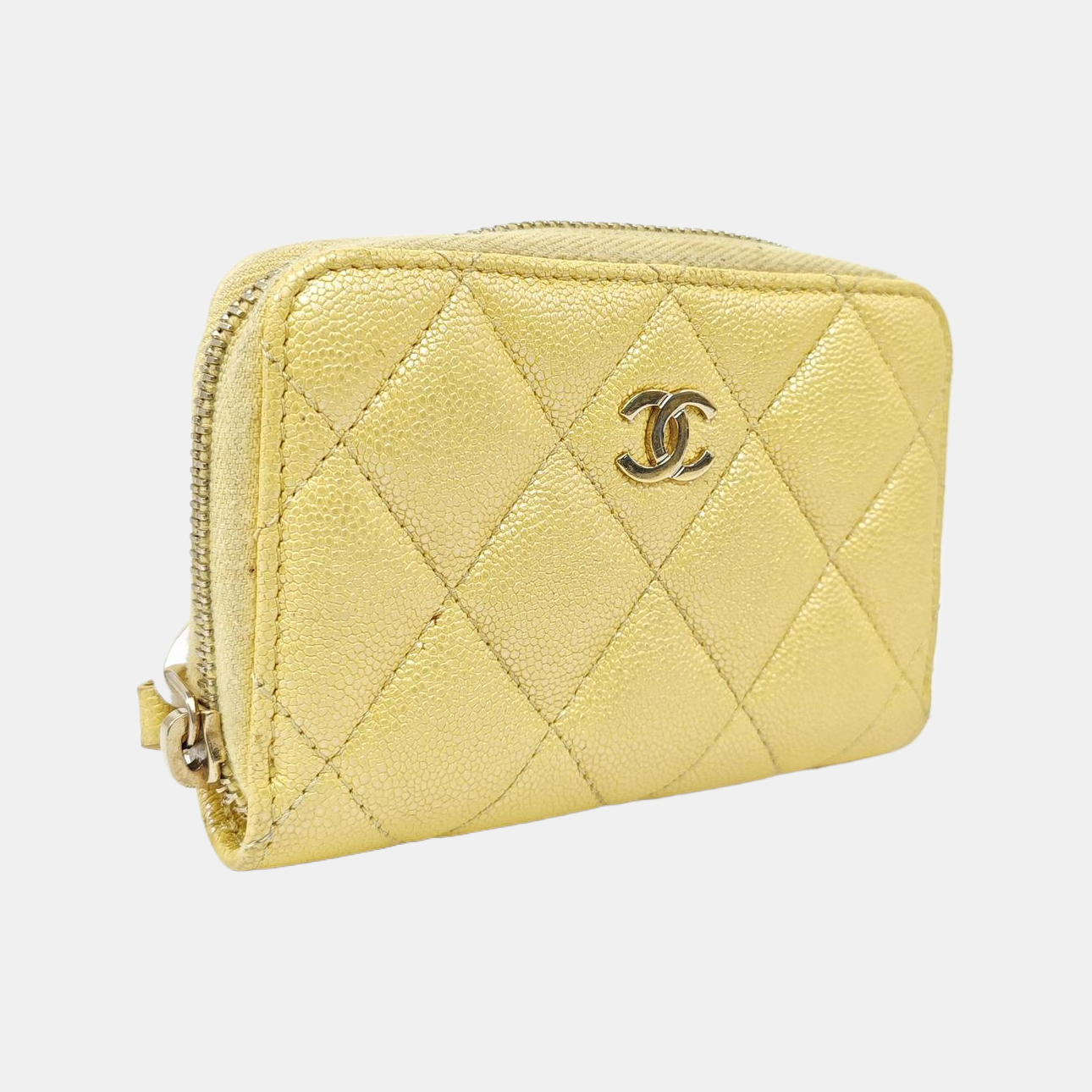 Quilted Grained Calfskin Wallet Yellow