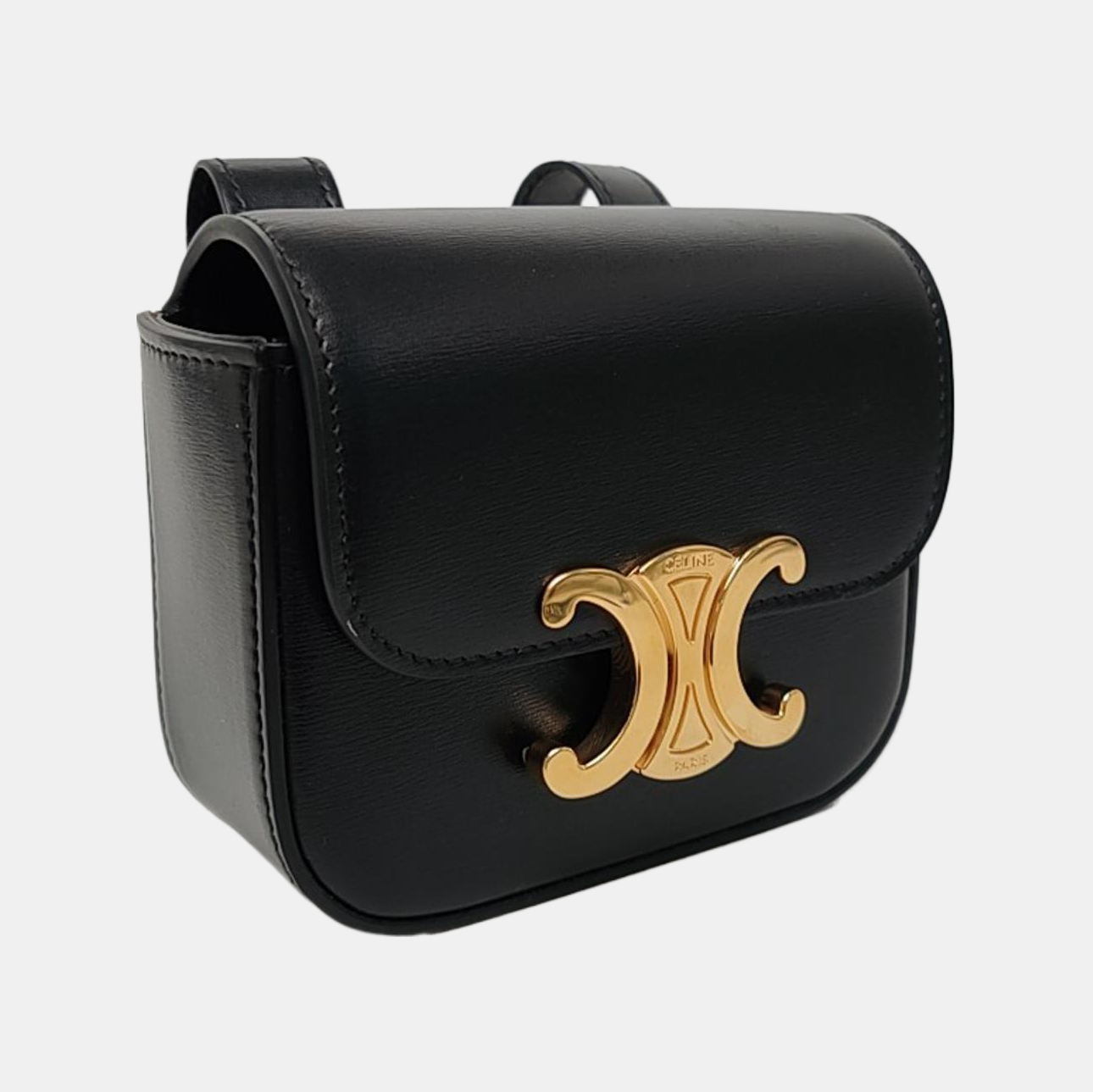 Authenticated pre-owned  TRIOMPHE Mini Calfskin Black - Belt Bag at Looply
