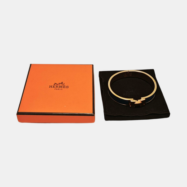 Clic H Metal Blue Bangle