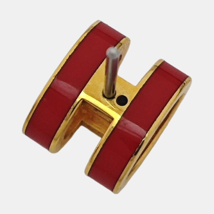 Pop H Metal Red Stud Earrings