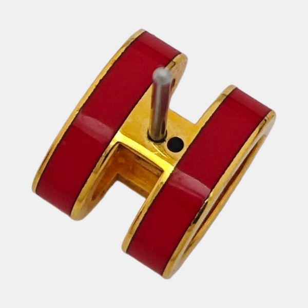 Pop H Metal Red Stud Earrings