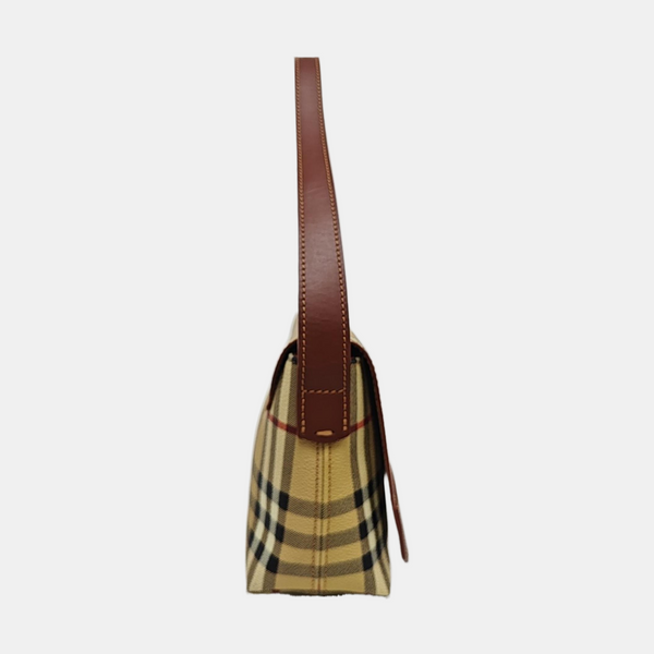 Coated Canvas Top Handle Bag Brown