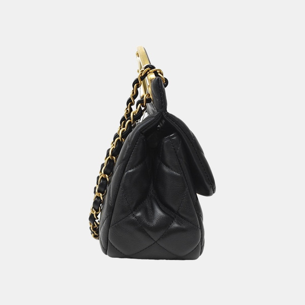 Quilted Calfskin Shoulder Bag Black