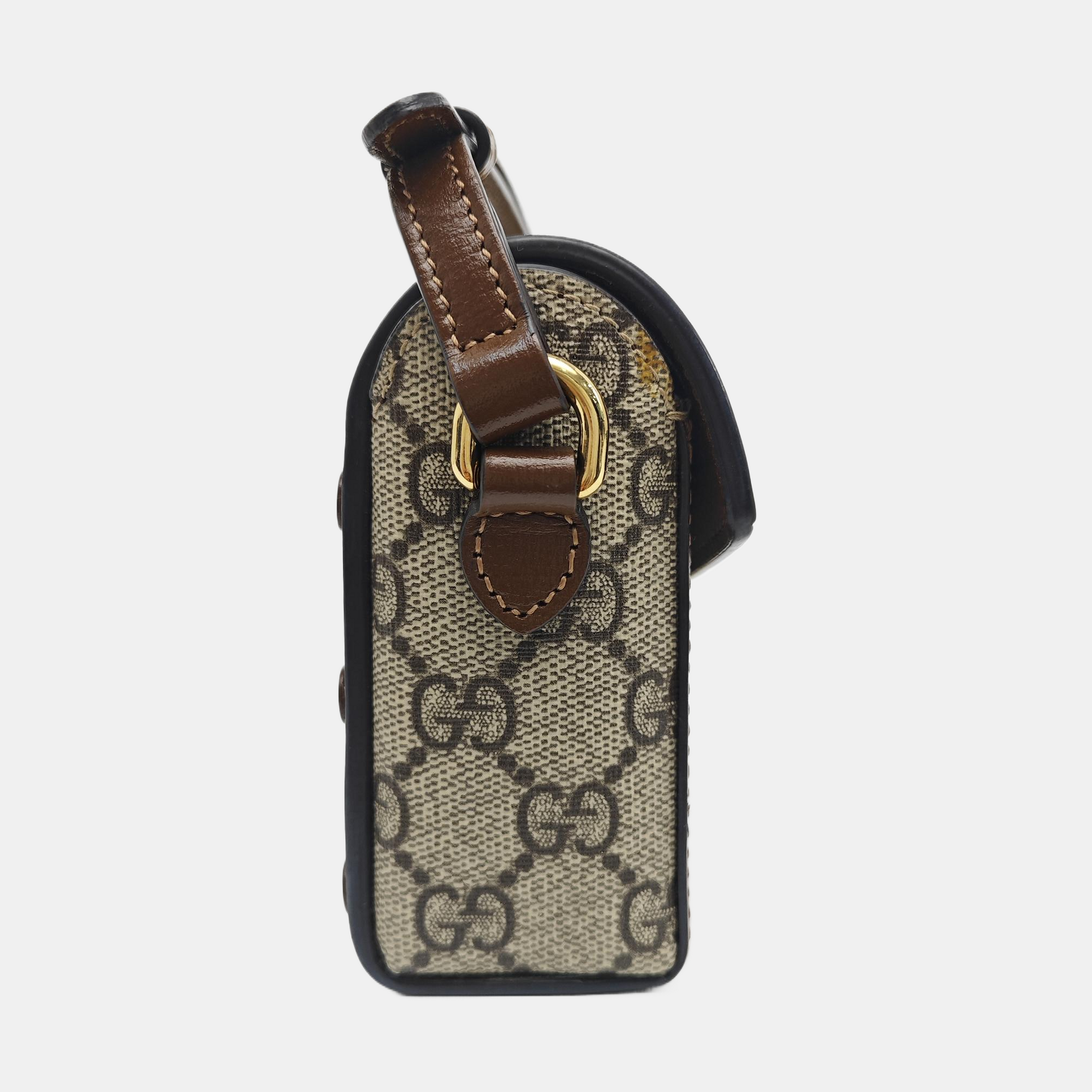 Horsebit 1955 Mini Monogram Coated Canvas Beige