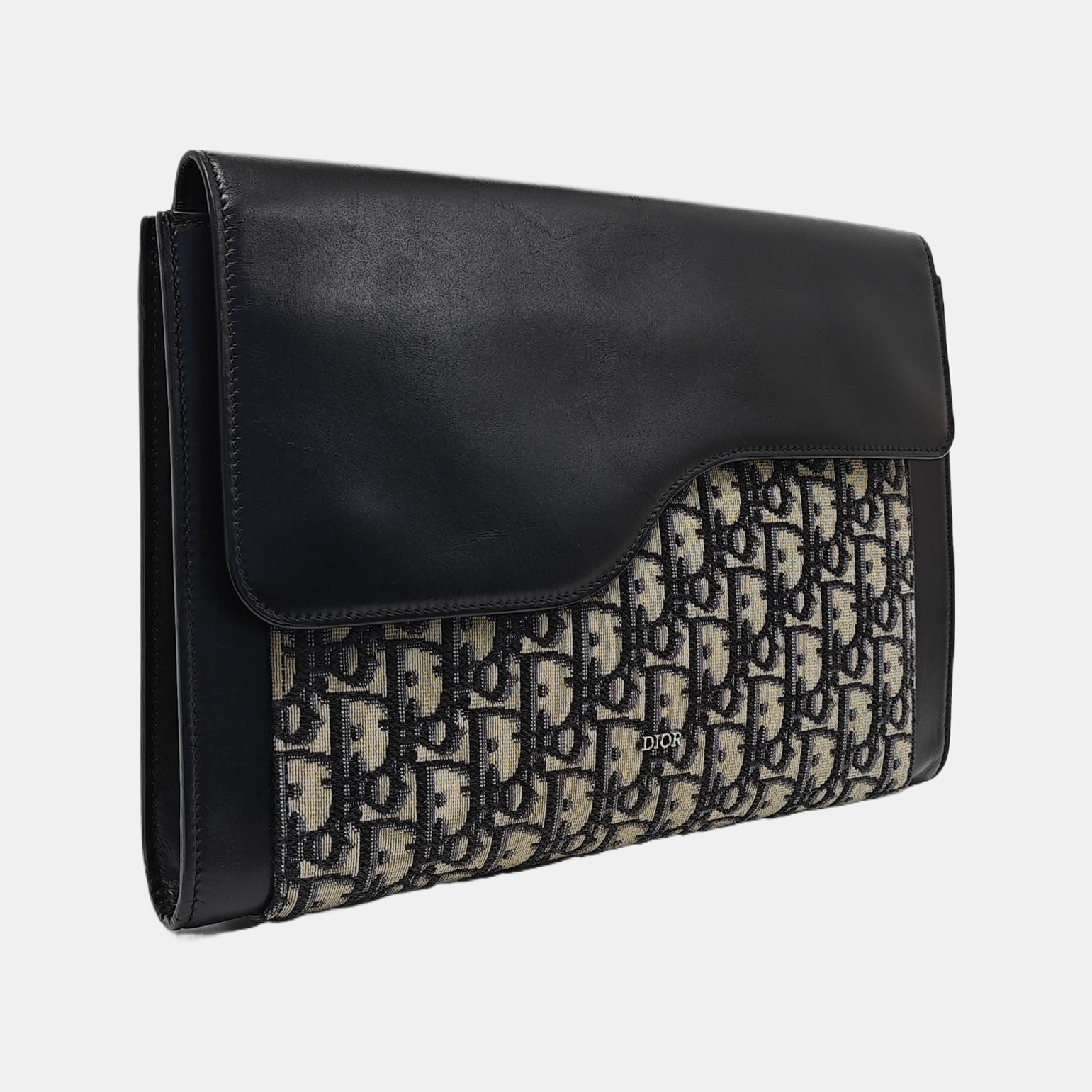 Oblique Canvas Clutch Blue