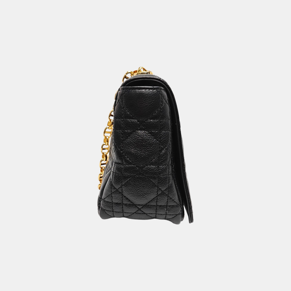 Authenticated pre-owned  Dior Caro Medium Quilted Calfskin Black - Shoulder Bag at Looply
