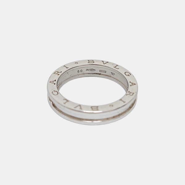 B.ZERO1 18k White Gold Silver Ring EU 60