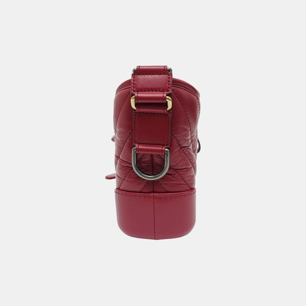 GABRIELLE Small Chevron Calfskin Red