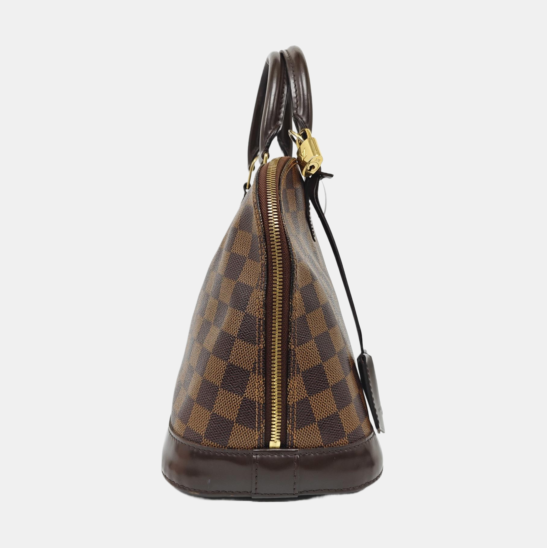Authenticated pre-owned  ALMA PM Damier Ebene Coated Canvas Brown - Top Handle Bag at Looply