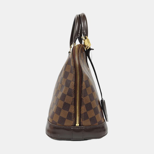 Authenticated pre-owned  ALMA PM Damier Ebene Coated Canvas Brown - Top Handle Bag at Looply