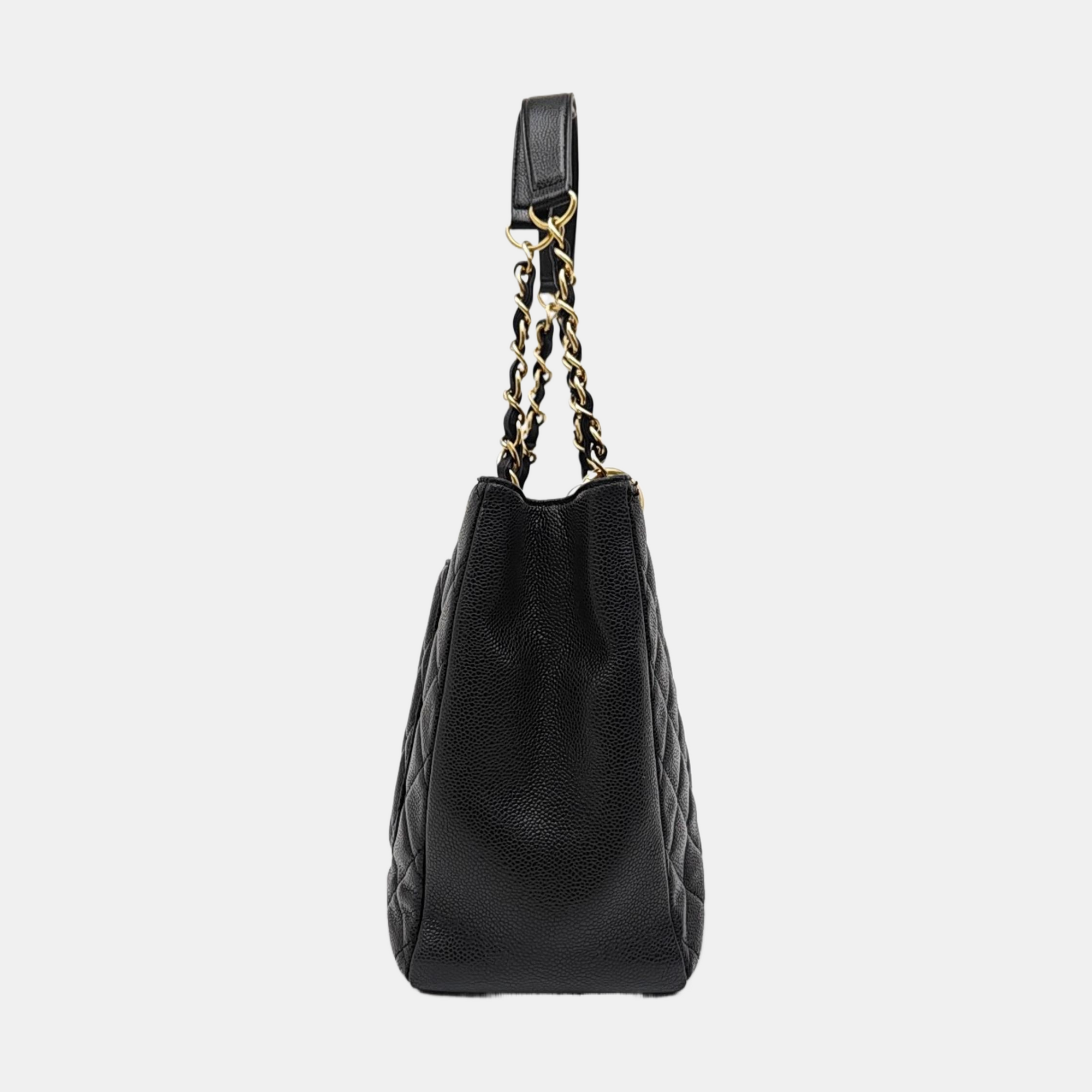 CHANEL GST Large Quilted Grained Calfskin Black