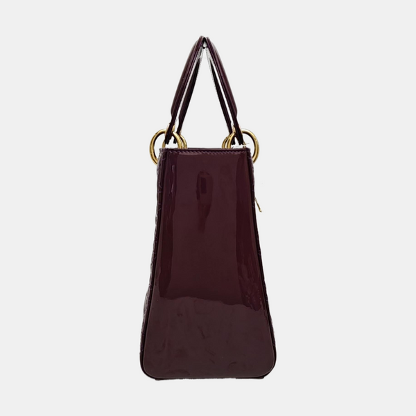 Lady Dior Medium Cannage Patent Leather Purple