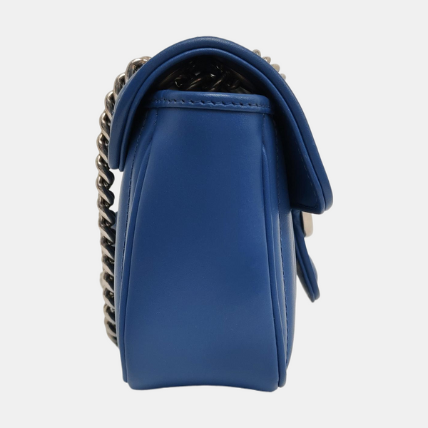 GG Marmont Small Quilted Calfskin Blue