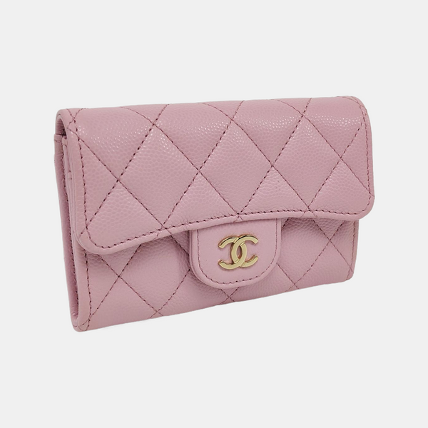 CLASSIC FLAP Quilted Grained Calfskin Red Card Holder