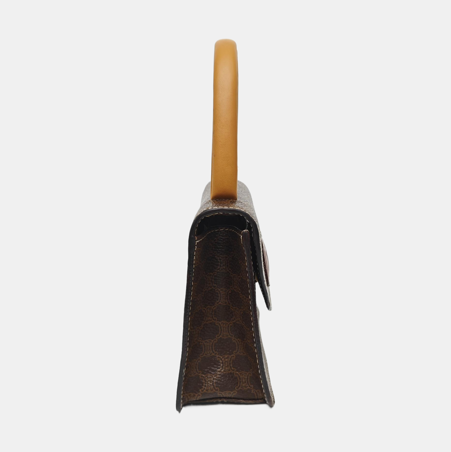 Coated Canvas Top Handle Bag Brown