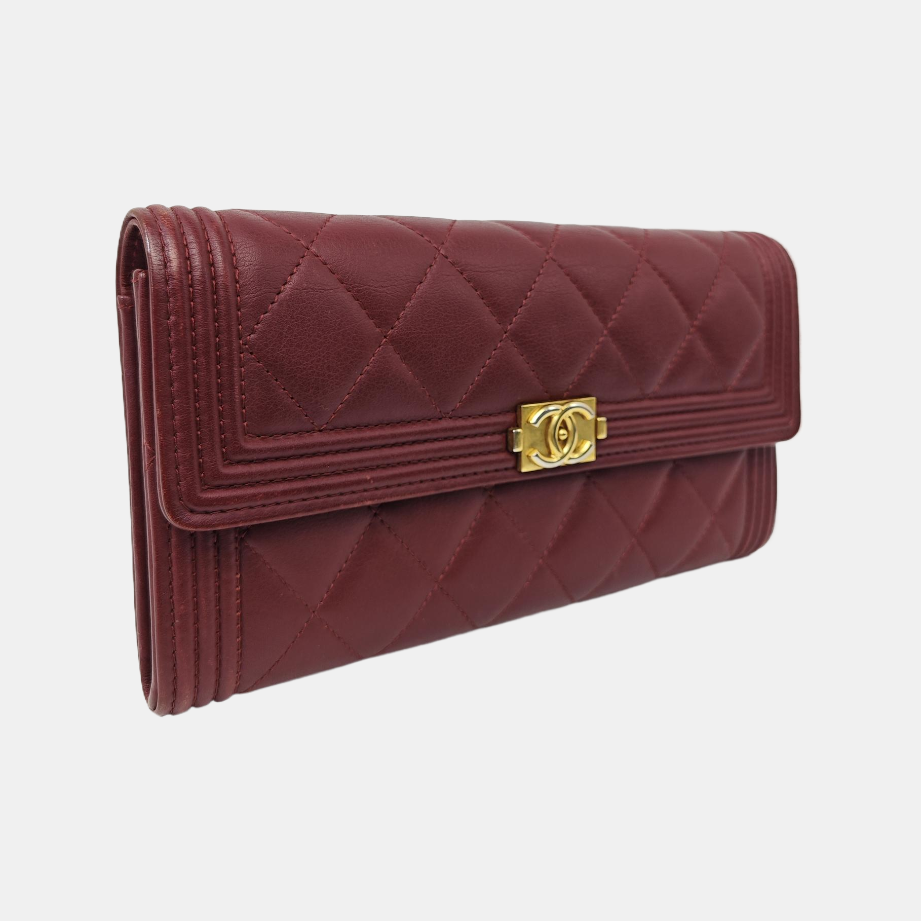 BOY CHANEL Mini Quilted Calfskin Red Wallet